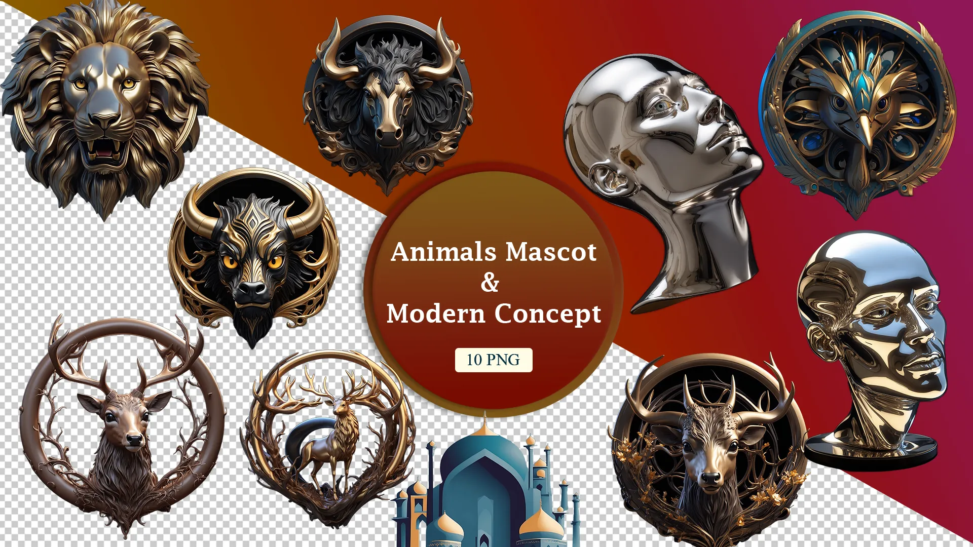 Royal Beasts and Modern Sculptures 3D Collection